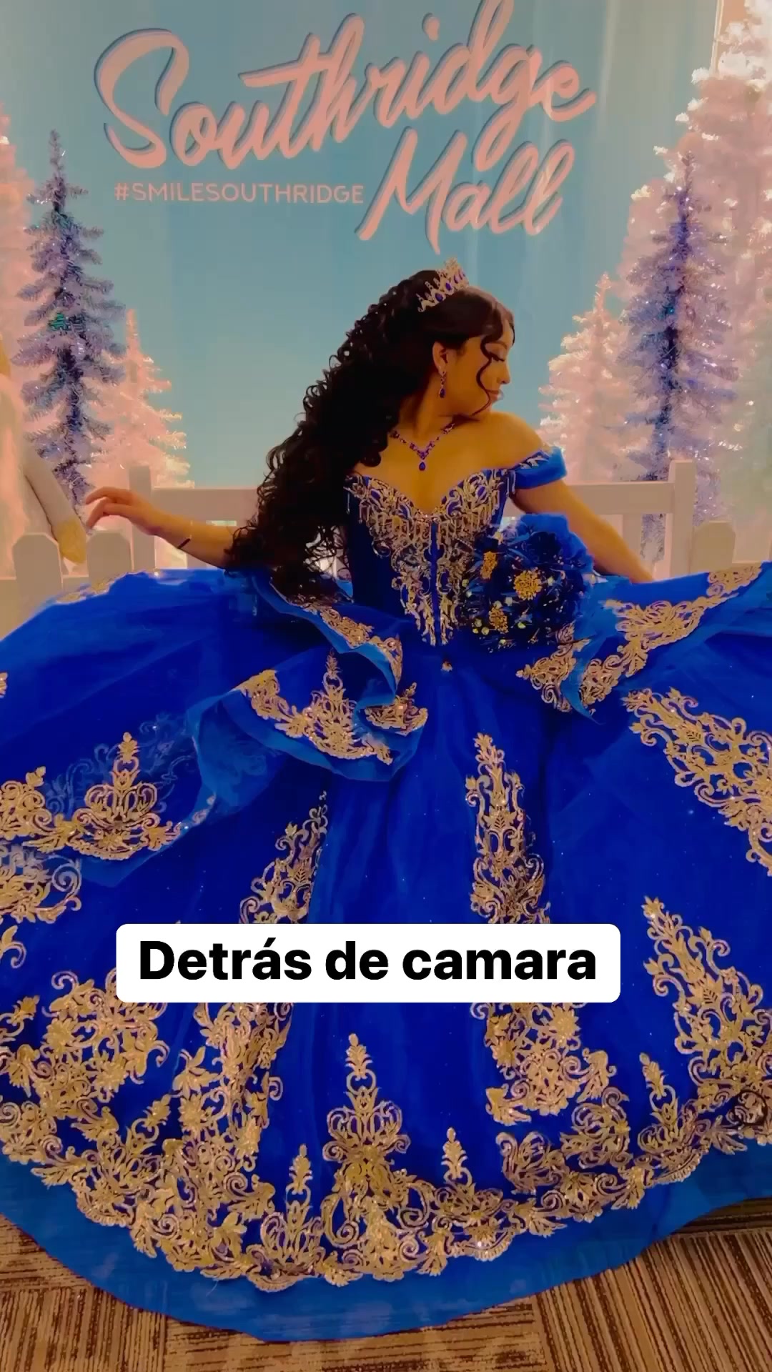 Quinceañera dress displayed at the boutique.